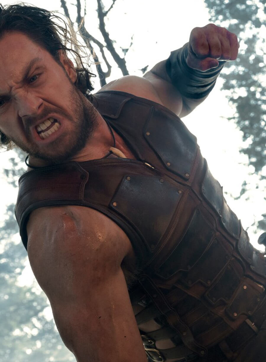 Aaron Taylor-Johnson Kraven the Hunter Brown Leather Vest