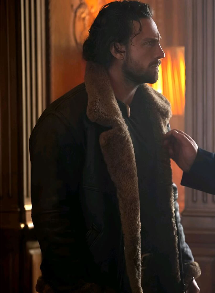 Aaron Taylor-Johnson Kraven the Hunter Brown Shearling Jacket