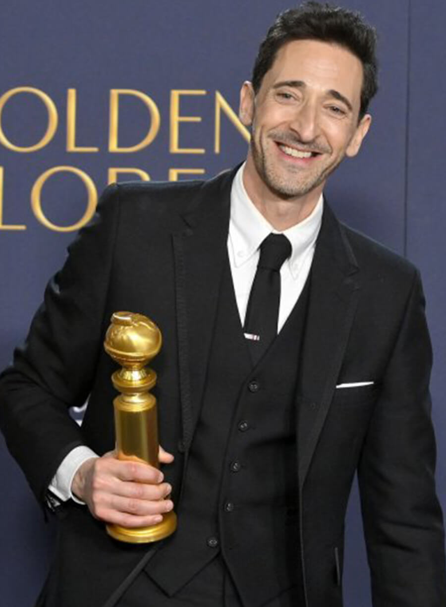 Adrien Brody Golden Globes 2025 Black Blazer