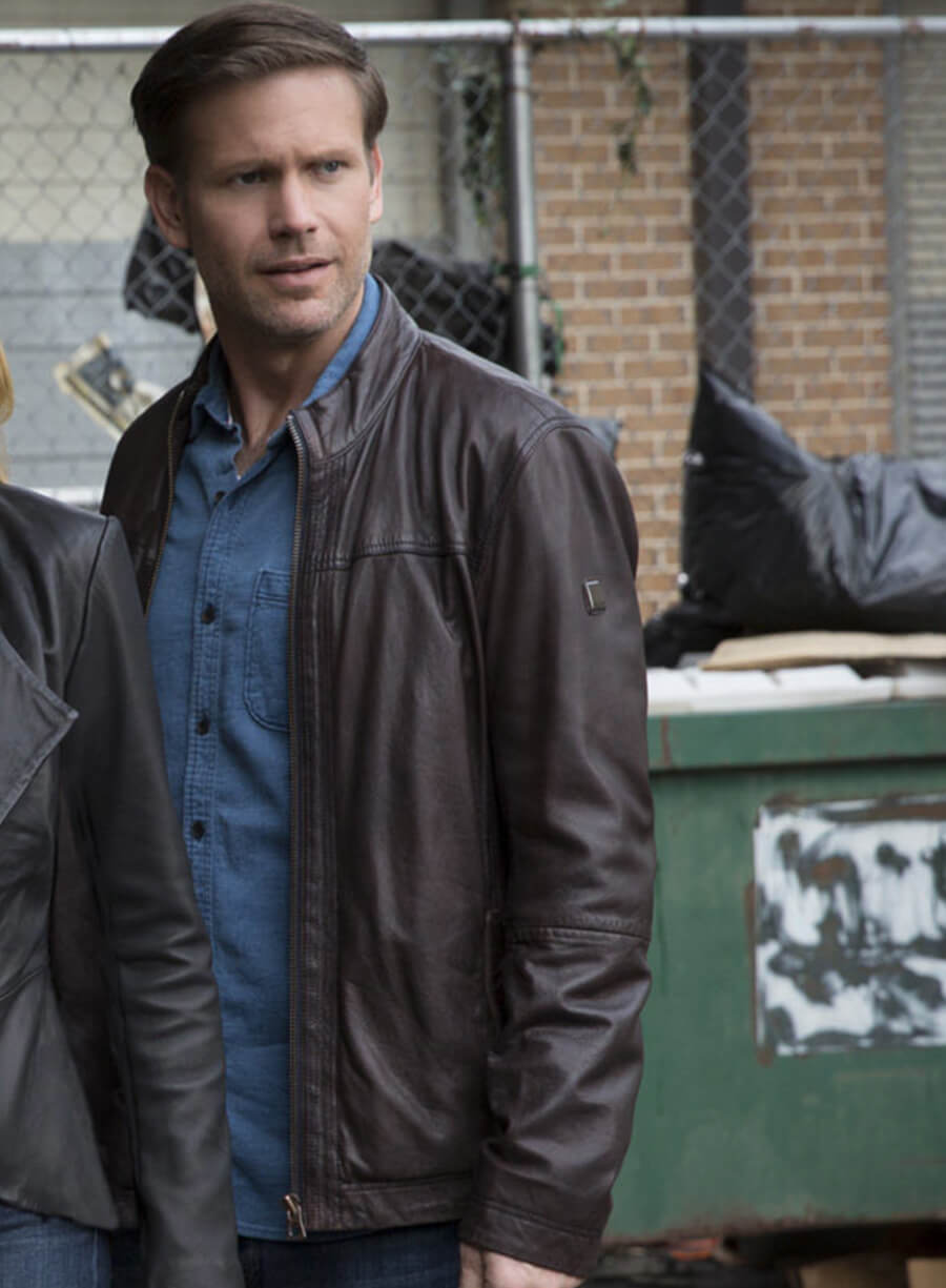 Alaric Saltzman The Vampire Diaries S07 Brown Leather Jacket