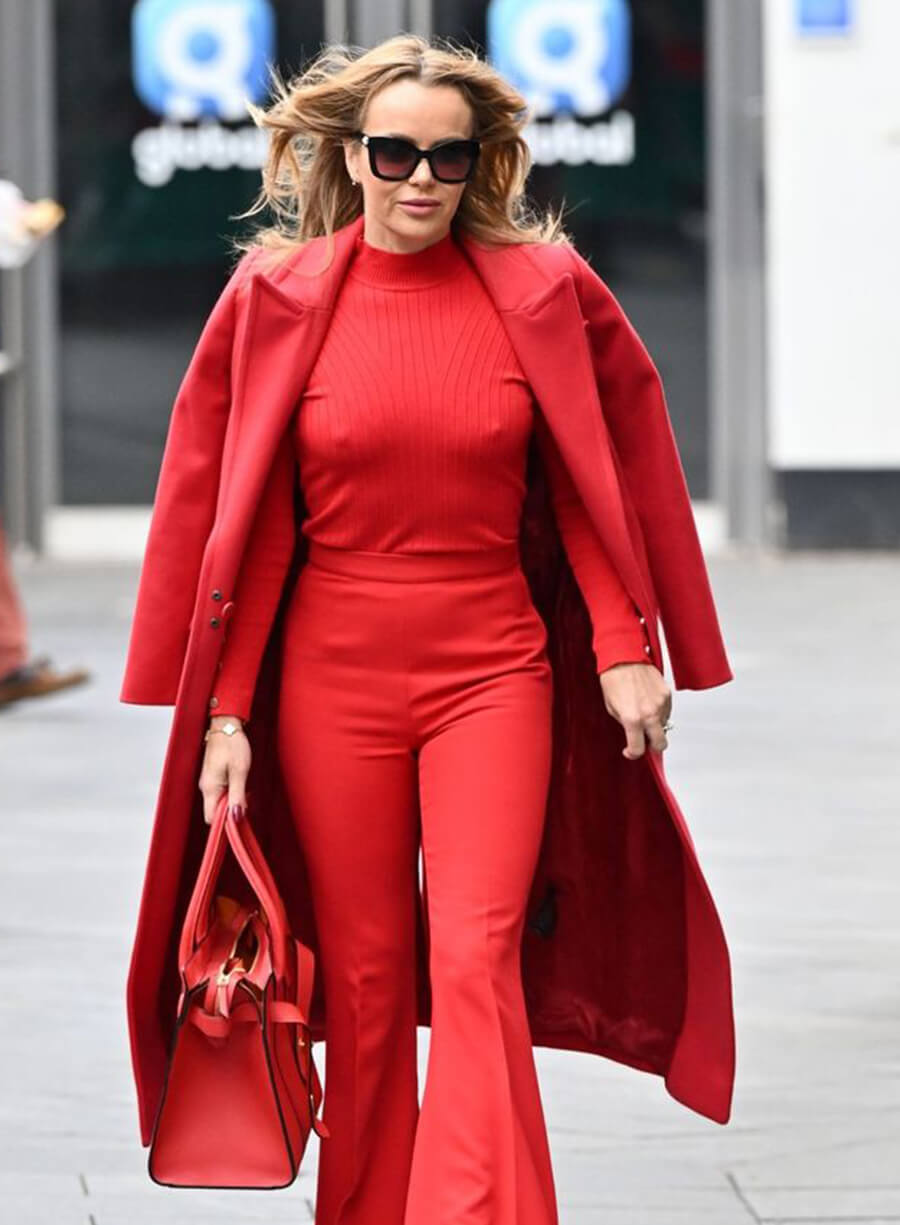 Amanda Holden Red Wool Long Coat