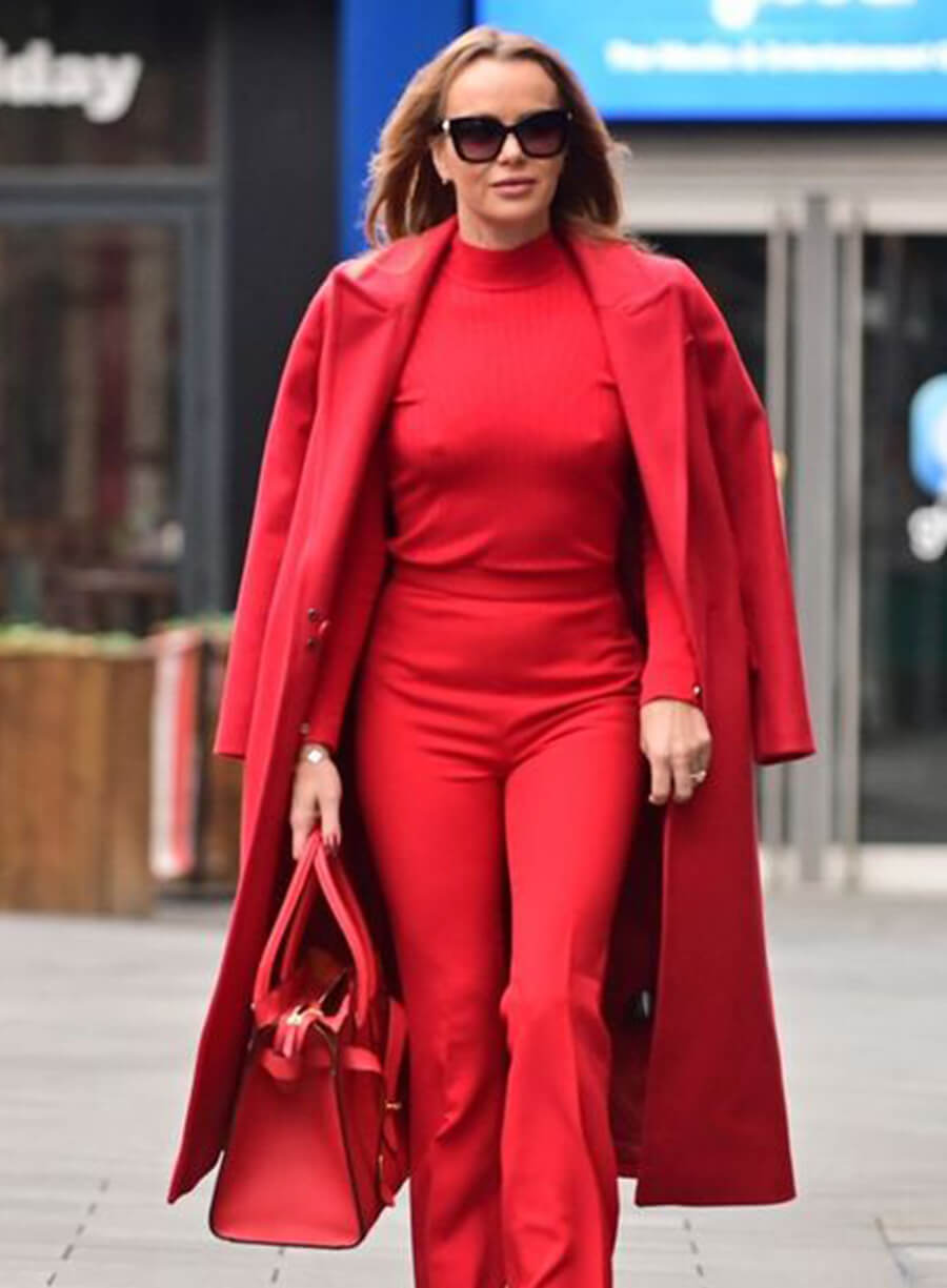 Amanda Holden Red Wool Long Coat