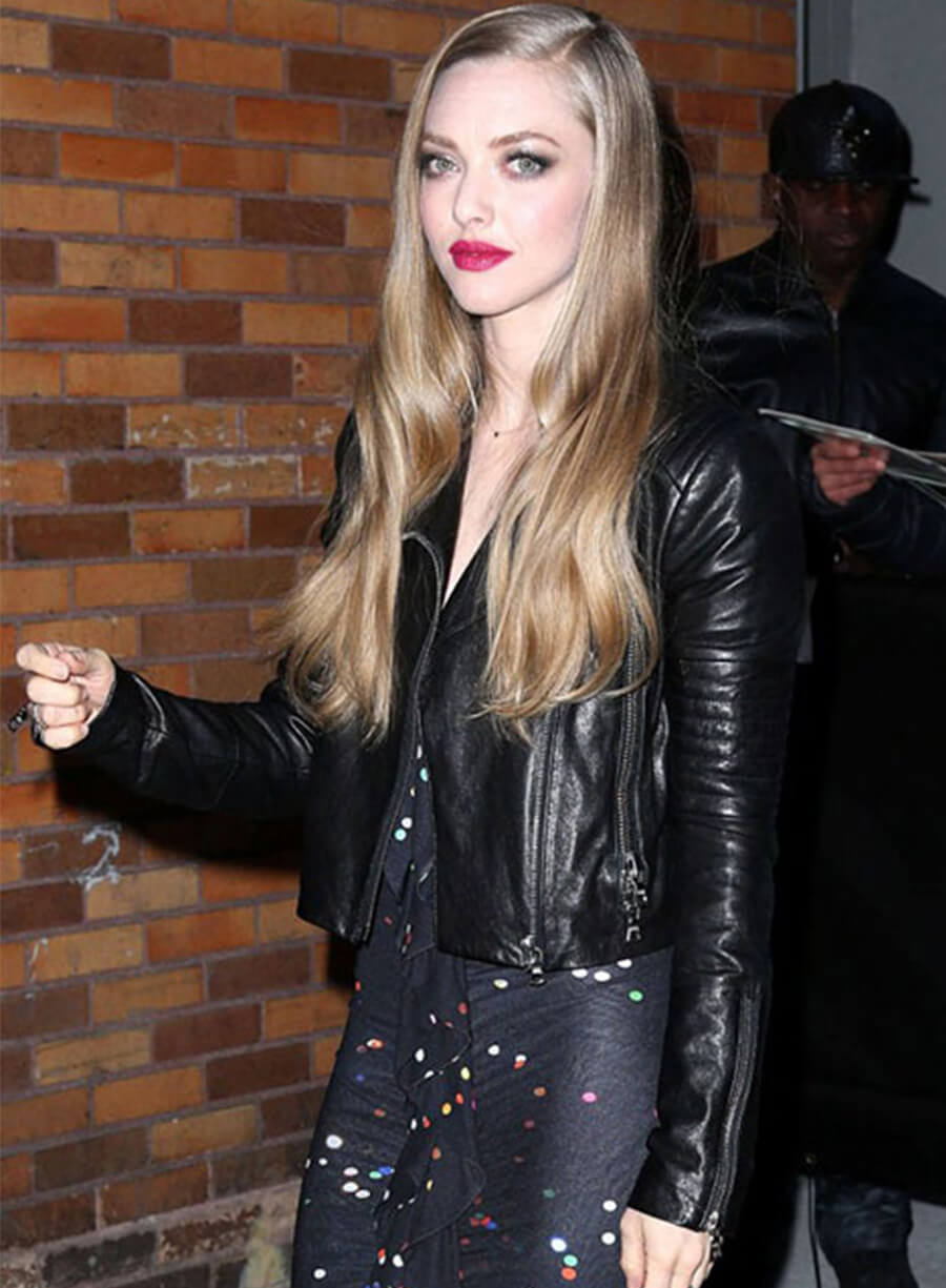 Amanda Seyfried Black Leather Jacket