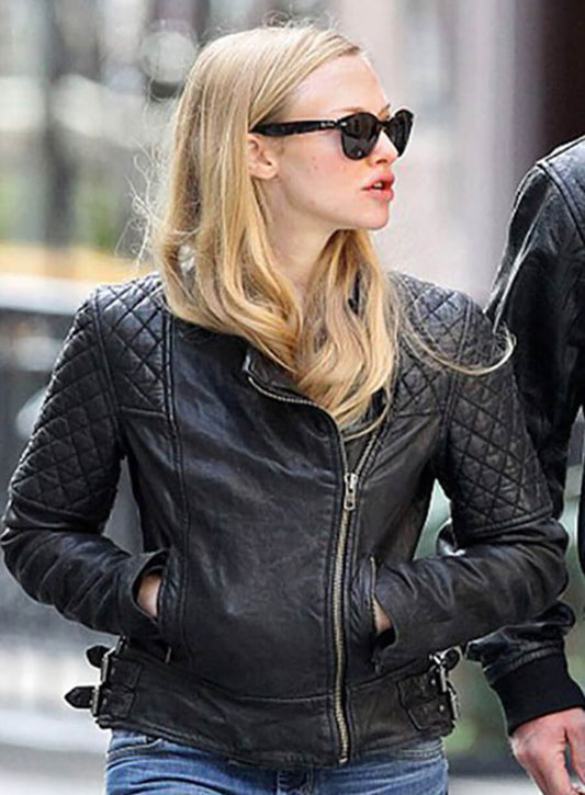 Amanda Seyfried Black Leather Jacket