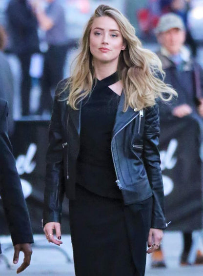 Amber Heard Black Motorcycle Jacket