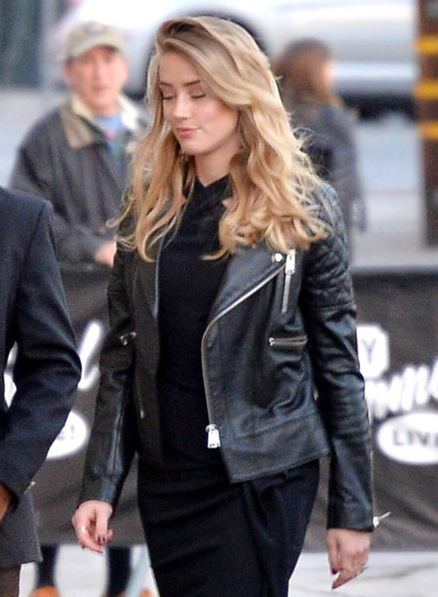 Amber Heard Black Motorcycle Jacket