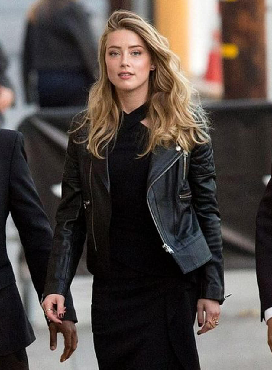 Amber Heard Black Motorcycle Jacket