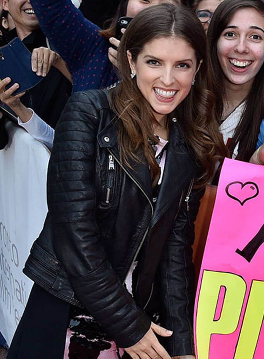 Anna Kendrick Black Leather Jacket