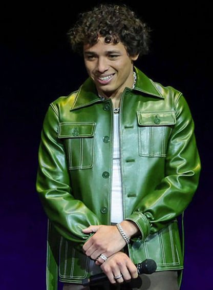 Anthony Ramos Green Leather Jacket