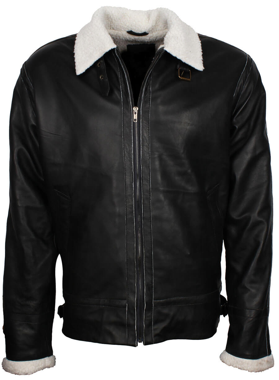 B3 Fur Lined Black Leather Jacket