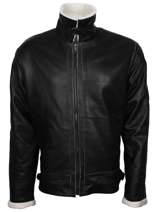 B3 Fur Lined Black Leather Jacket