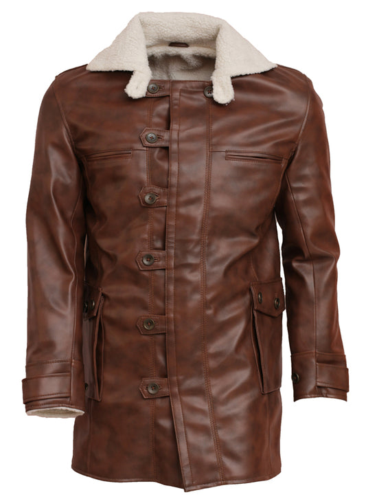 Bane Brown Leather Fur Coat