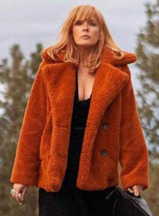 Beth Dutton Orange Fur Coat