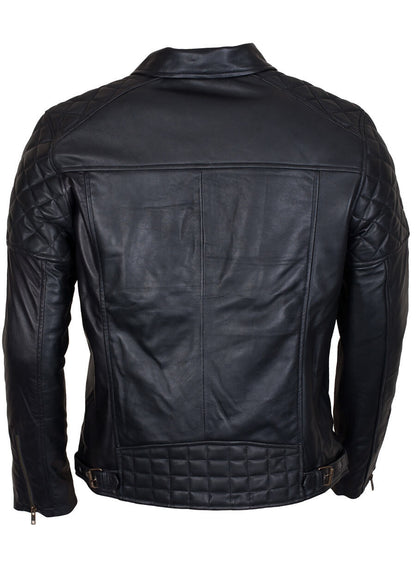 Black Biker Brando Quilted Men Jacket