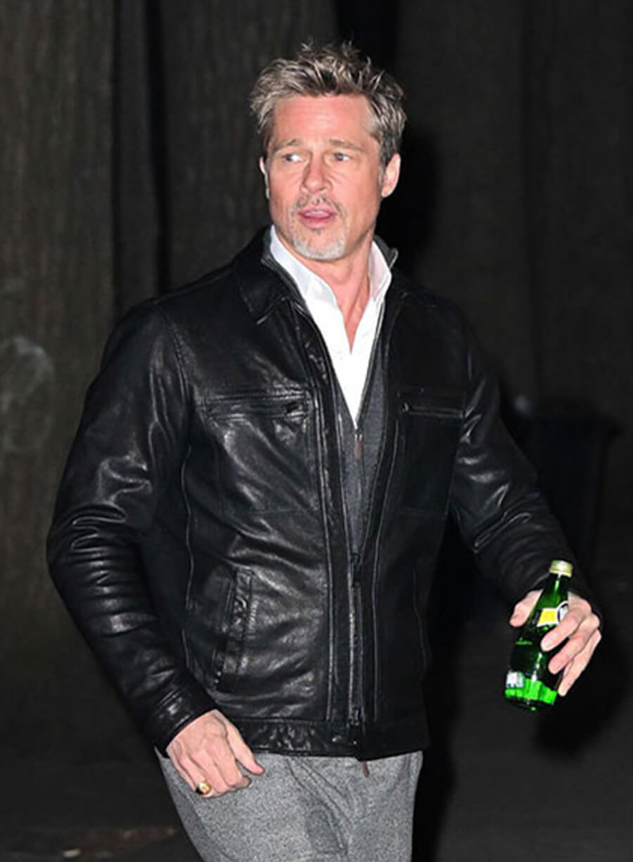 Brad Pitt Black Leather Jacket