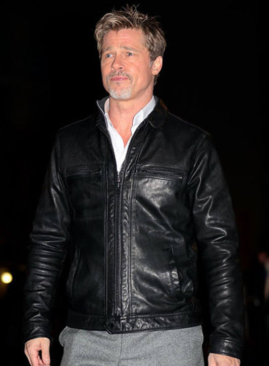 Brad Pitt Black Leather Jacket