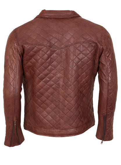 Brown Diamond Quilted Leather Jacket