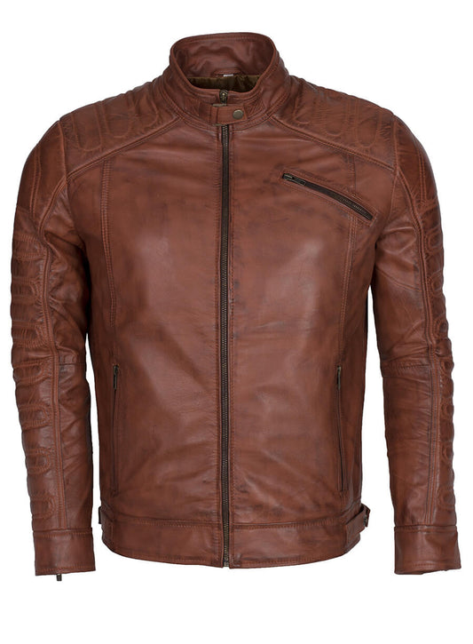 Brown Padded Real Leather Jacket