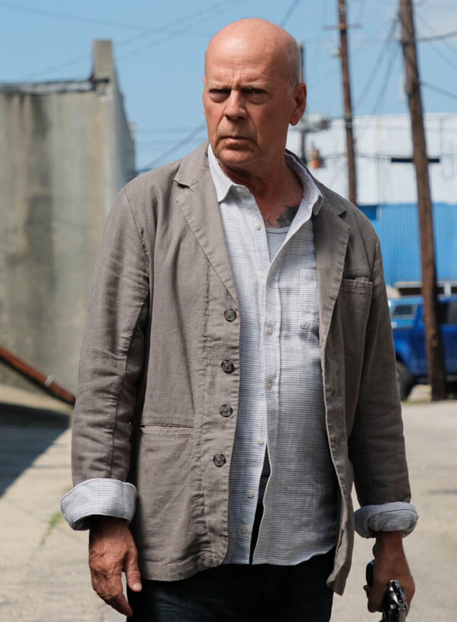 Bruce Willis Assassin Valmora Grey Jacket