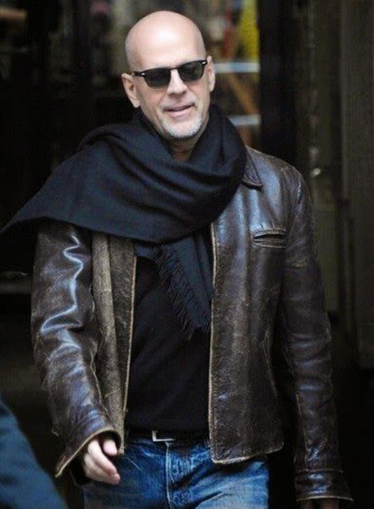 Bruce Willis Brown Leather Jacket