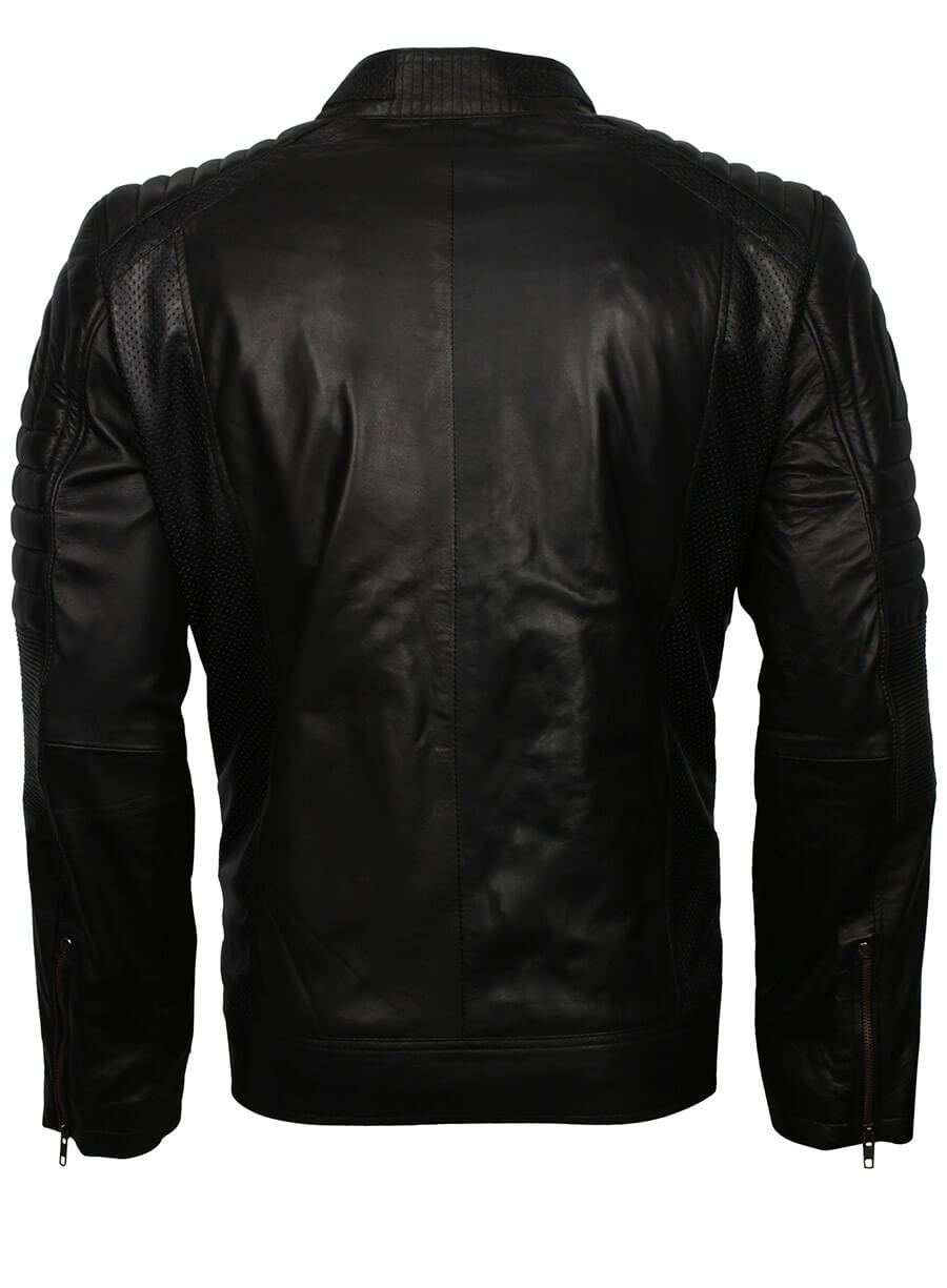 Cafe Racer Black Mens Leather Jacket