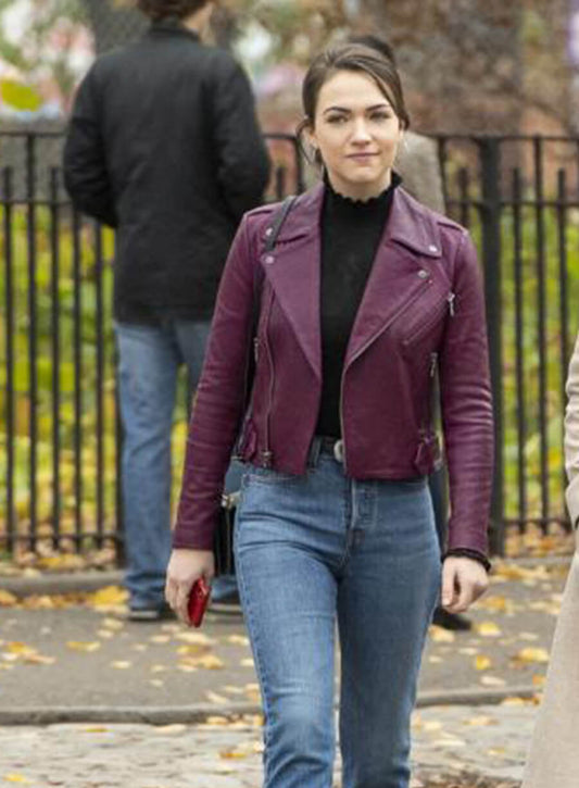 Cara Bloom God Friended Me Maroon Leather Jacket