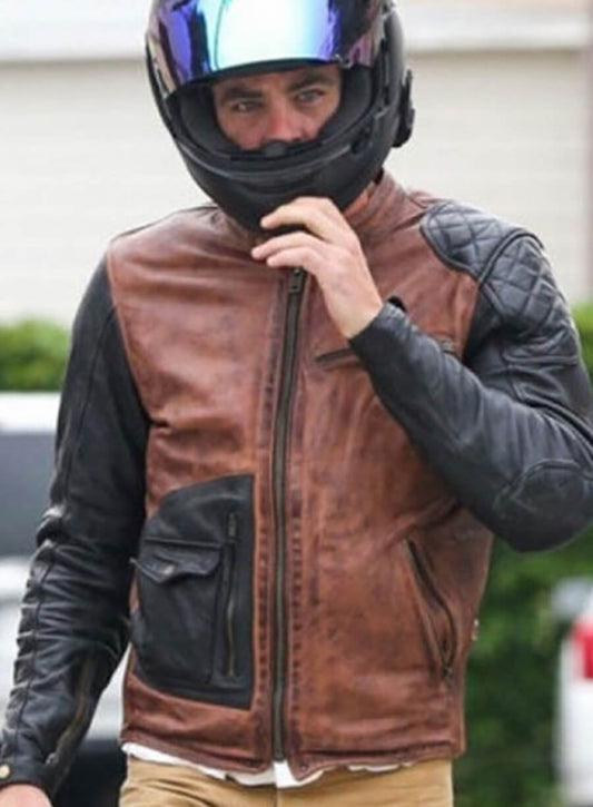 Chris Pine Brown Leather Jacket