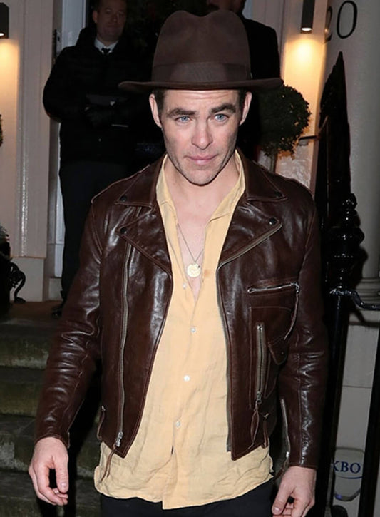 Chris Pine Brown Leather Jacket