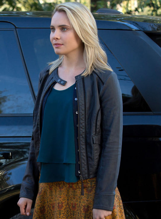 Claire Holt The Originals Blue Leather Jacket