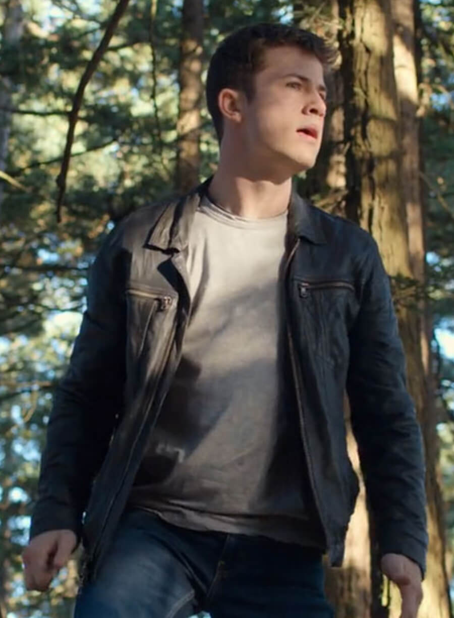 Clay Jensen 13 Reasons Why Black Leather Jacket