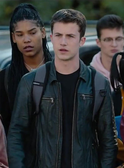 Clay Jensen 13 Reasons Why Black Leather Jacket