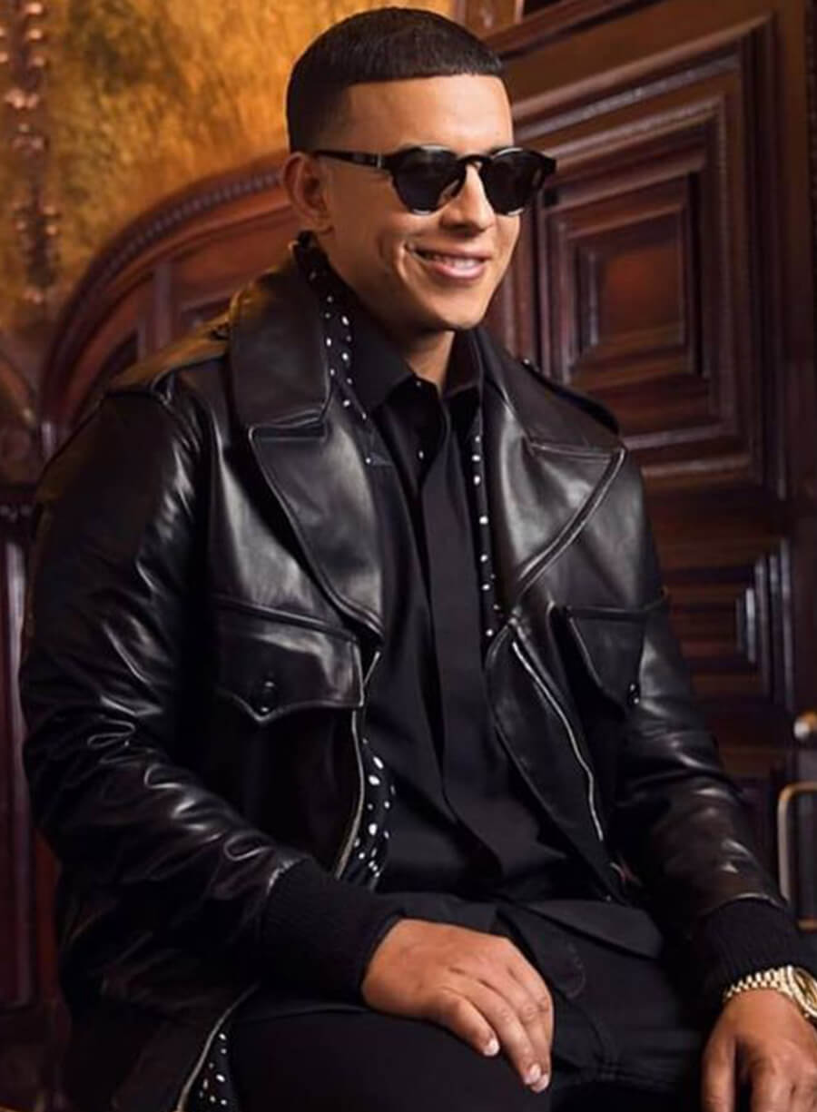 Daddy Yankee Black Biker Leather Jacket