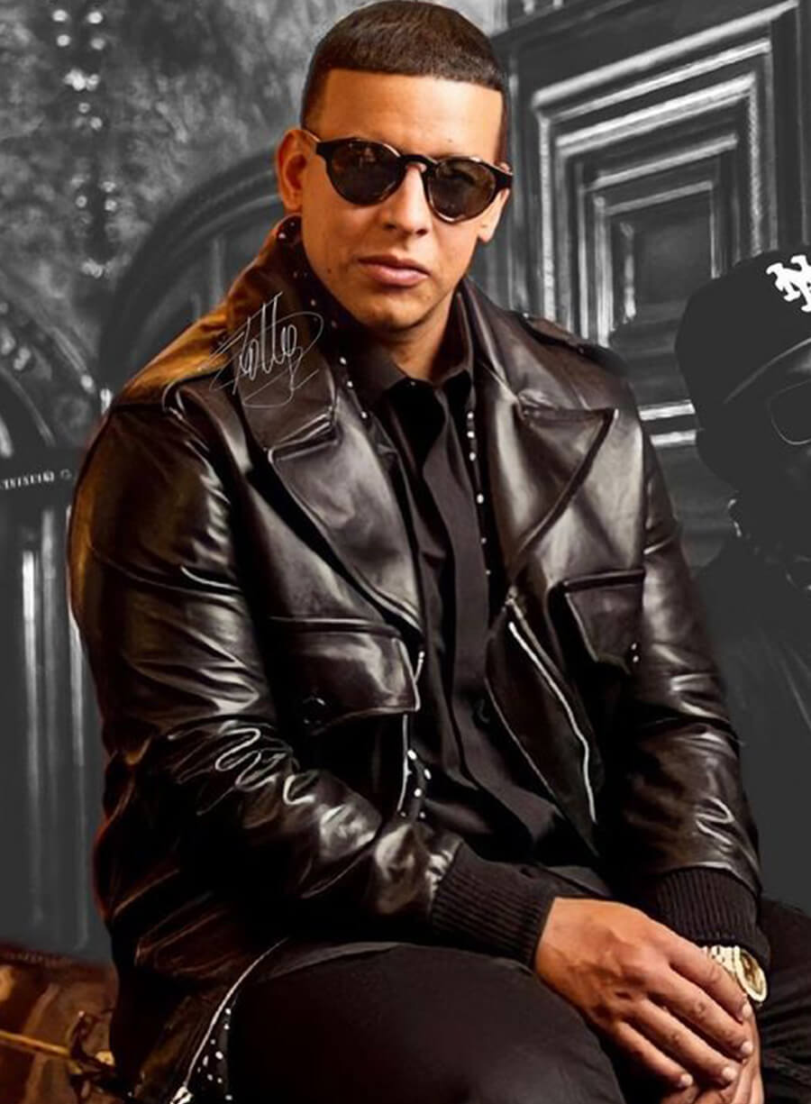 Daddy Yankee Black Biker Leather Jacket