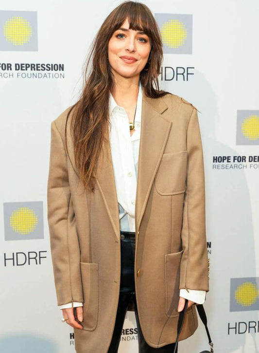 Dakota Johnson Brown Wool Blazer