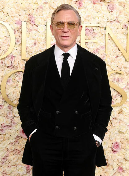 Daniel Craig Golden Globes 2025 Black Velvet Blazer