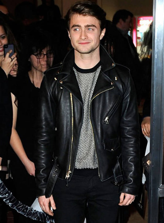 Daniel Radcliffe Black Biker Leather Jacket