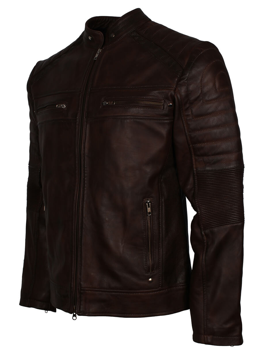 Dark Brown Cafe Racer Leather Jacket