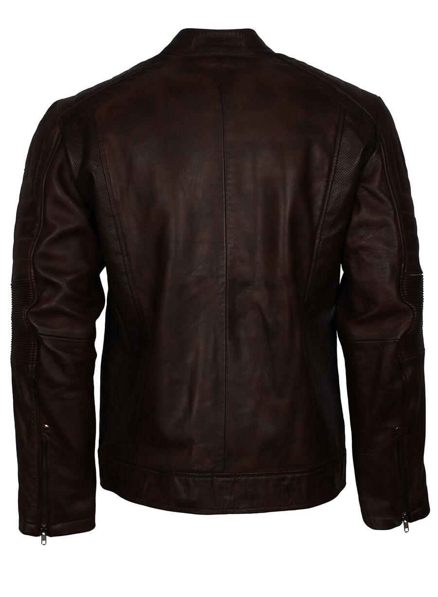 Dark Brown Cafe Racer Leather Jacket