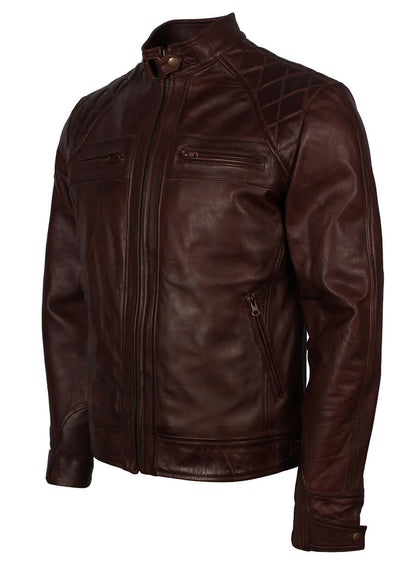 Dark Brown Quilted Vintage Leather Jacket