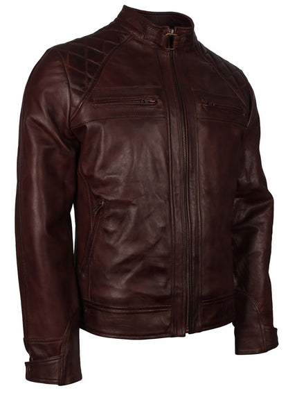 Dark Brown Quilted Vintage Leather Jacket