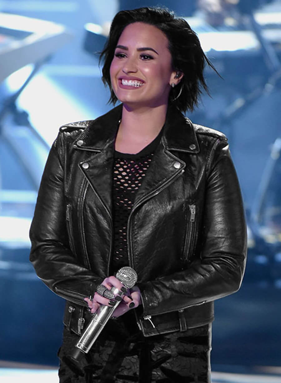 Demi Lovato Black Leather Jacket