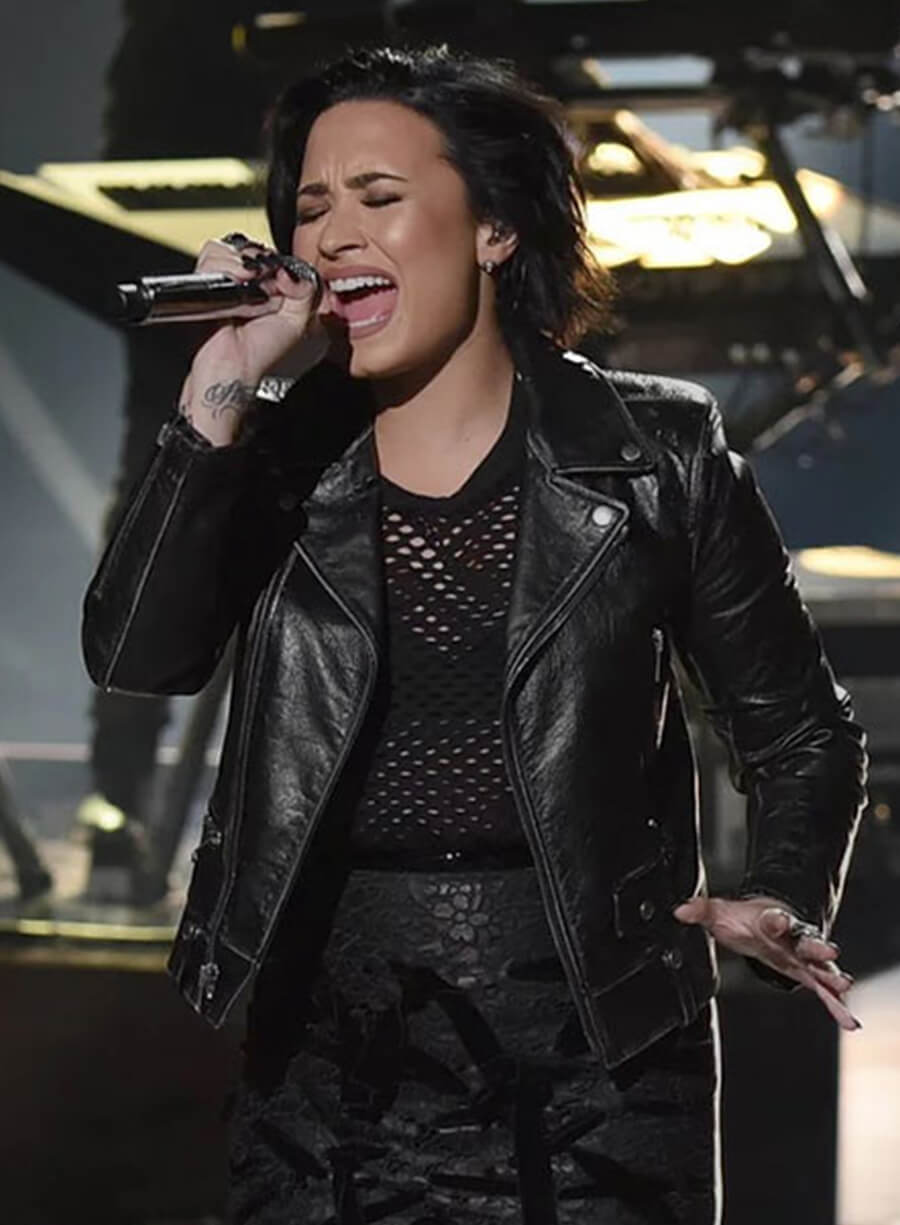 Demi Lovato Black Leather Jacket