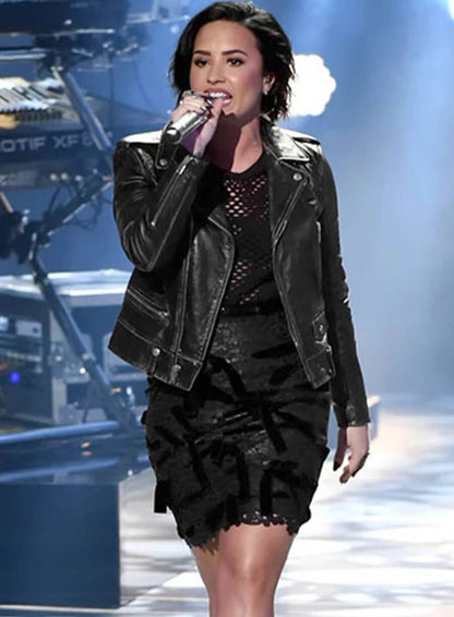 Demi Lovato Black Leather Jacket