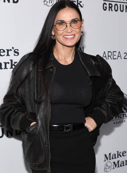 Demi Moore Black Leather Jacket