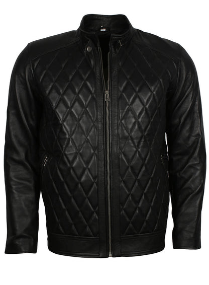 Diamond Quilted Men Fashion Leather Jacket