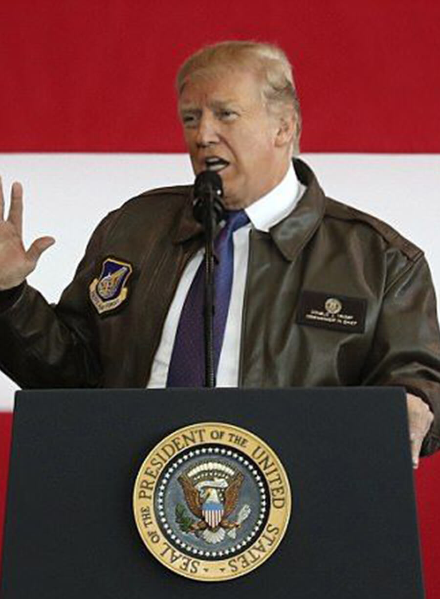 Donald Trump Brown Bomber Leather Jacket