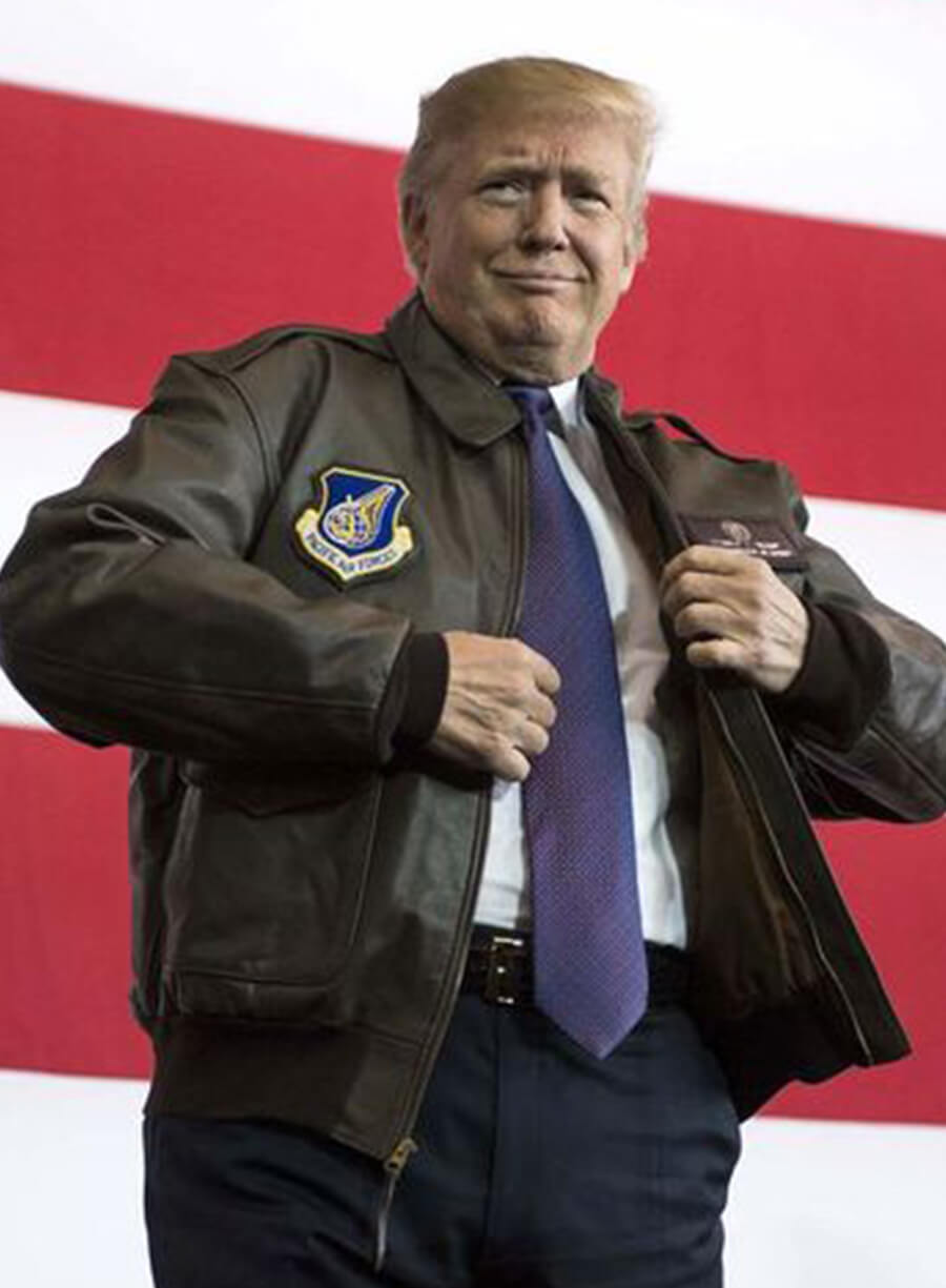 Donald Trump Brown Bomber Leather Jacket