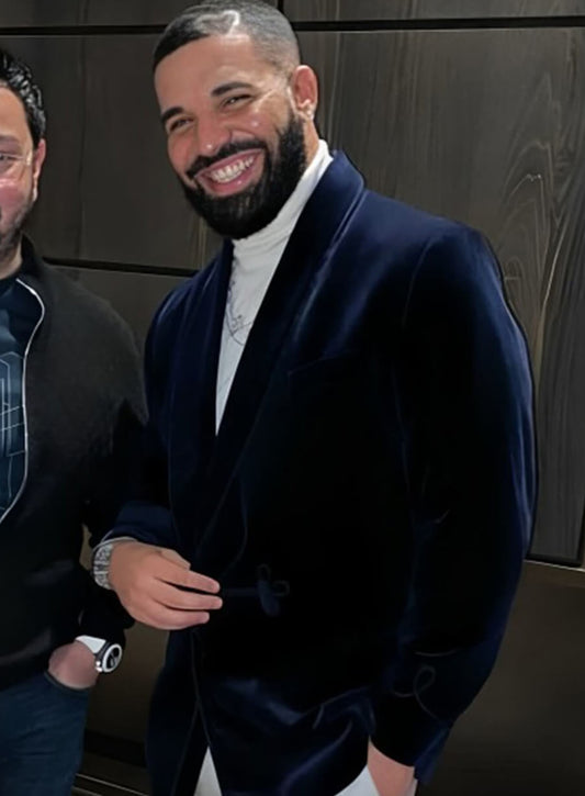 Drake Champagne Papi Blue Velvet Blazer