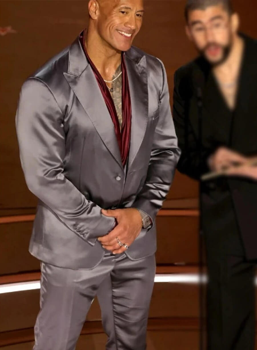 Dwayne Johnson The Rock Grey Velvet Suit