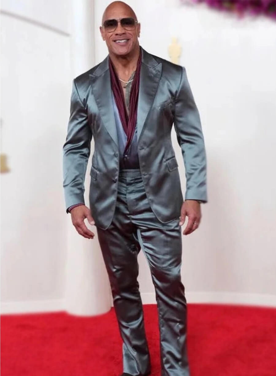 Dwayne Johnson The Rock Grey Velvet Suit